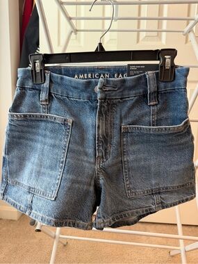 American Eagle Outfitters Super High-Rise Jean Shorts. Curvy, relaxed fit.